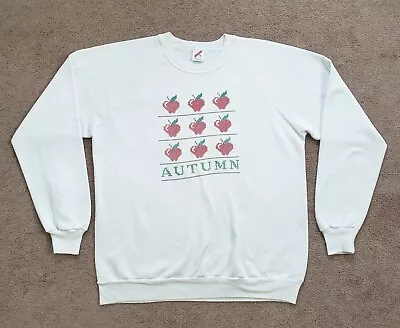 VTG 1989 8-Bit Autumn Apple Size XL 46 Jerzees USA Made Crewneck Sweatshirt • $13.93