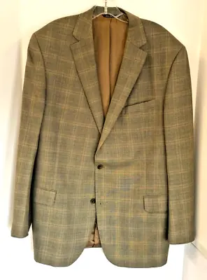 Jack Victor Wool And Silk Blend Men's Sportcoat Size 46XL Sage Plaid • $100