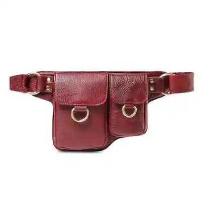 Adonis X Leather Waist Purse Fanny Pack Hip Bag- VINTAGE RED • $24.97