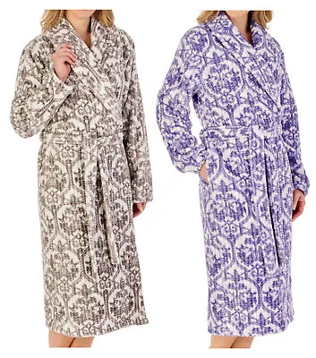 Slenderella Ladies Waffle Fleece Damask Dressing Gown Wrap Housecoat Bath Robe • £45.75