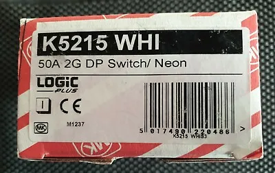 £24.95 • Buy Mk K5215 Whi Logic-plus 50a 2g Dp Switch, & Neon ***new Condition***