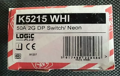 Mk K5215 Whi Logic-plus 50a 2g Dp Switch & Neon ***new Condition*** • £24.95