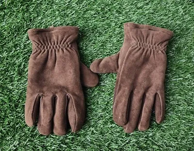 Eddie Bauer Brown Suede Leather Sherpa Lined Gloves Mens Size Medium • $19.95