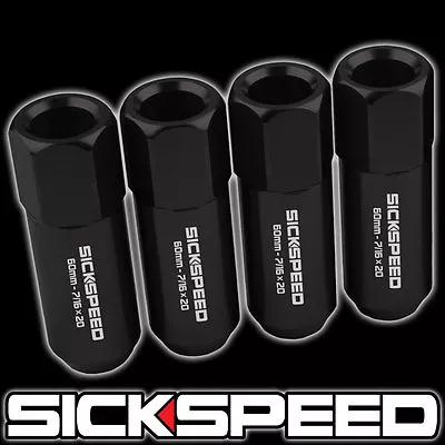 Sickspeed 4 Pc Black 60mm Aluminum Lug Nuts Lugs For Wheels/rims 7/16x20 L28 • $11.88