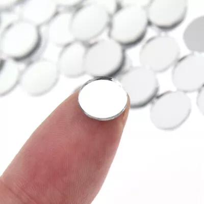 50x Small Round Craft Glass Mirror Mosaic Tiles Self-Adhesive Sticker DIY Crafts • £3.79