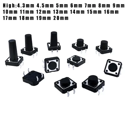 12x12x4.3 - 20mm PCB Momentary Tactile Tact Push Button Switch 4 Pin DIP 4 SPST • $5.63