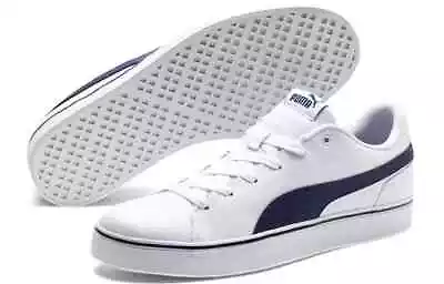 $30 • Buy Puma Court Point White & Navy Leather Shoes Vulc V2 362946-08 Size UK 6.5 US 7.5