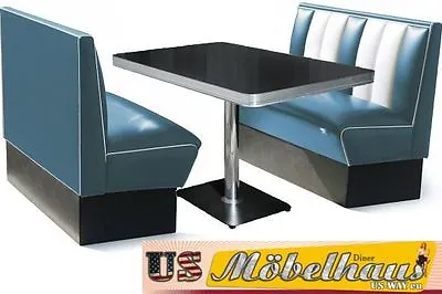 HW-120B Set American Diner Bench Bench Diner Benches Furniture 50's Retro USA Style  • £1617.77