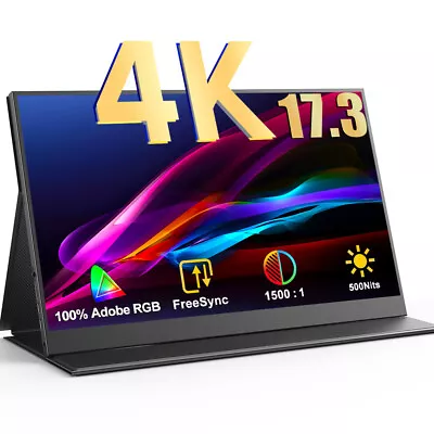 2024 17.3 Inch 3840*2160 Portable 4k Monitor HDMI UHD Type-C Display For Macbook • $259.99