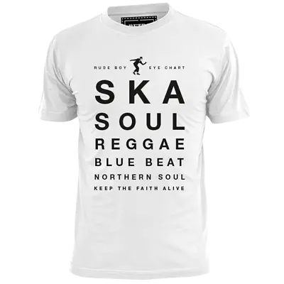 £9.99 • Buy Mens RudeBoy Eye Chart 2 Tone Ska T Shirt Specials Madness Hall Rude Boy Dekker