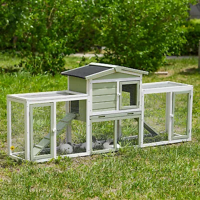 Large Rabbit Hutch Chicken Coop Guinea Pig Cage Outdoor Pet Ferret Run House AU • $199.90