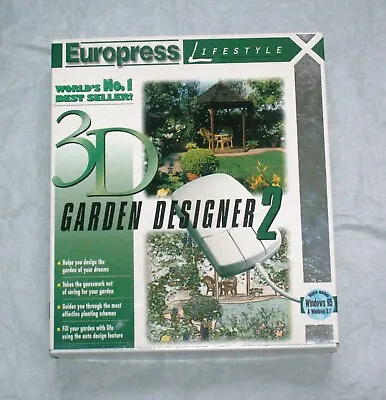 Vintage 3D Garden Designer 2 - PC CD-ROM  - Windows 95 & Windows 3.1 • £4.99