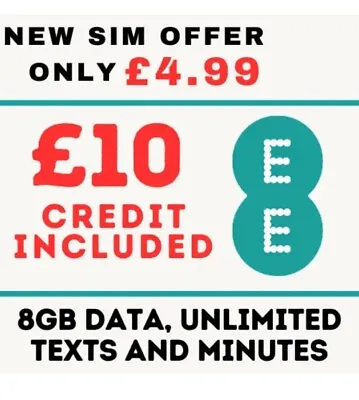 EE / Ee Trio Pay As You Go PAYG SIM Card Loaded With £10 / Ten Pounds Credit UK • £4.99