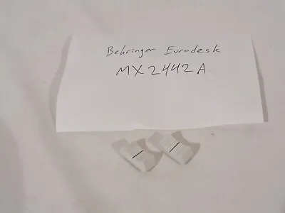 Set Of (2) White Fader Caps Knobs For Behringer MX2442A Eurodesk Mixer & Others • $10.99