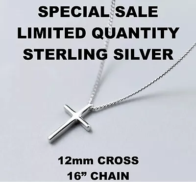 925 Sterling Silver Cross Pendant Necklace • $8.99