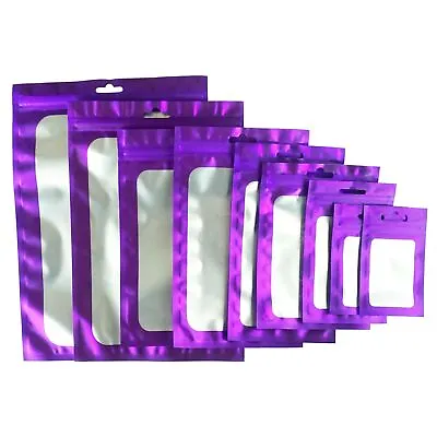 QQ Studio Purple Matte Flat Bags Mylar Foil Packaging Pouches With Window • $10.99