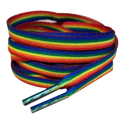 120cm Multi Coloured Ombre Coloured Rainbow Flat Shoelaces For Trainers/Shoes • £3.99