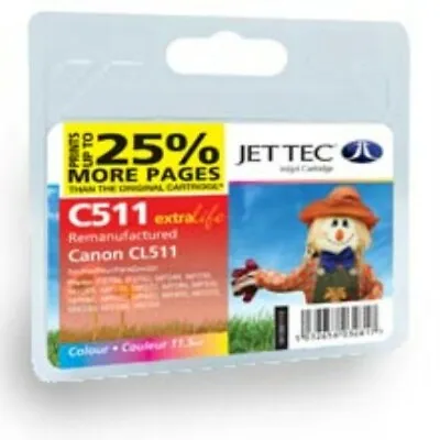 CL-511 Jettec Colour Printer Ink Cartridge C511 CL511 • £17.98