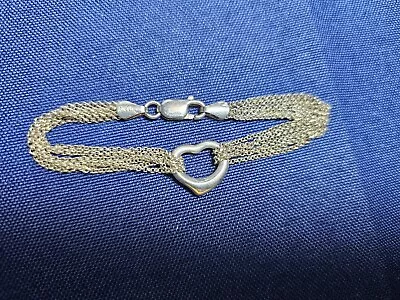 Grandma Grabe's Beautiful Vintage 925 Sterling Silver Multi Strand Heart Bracele • $0.75