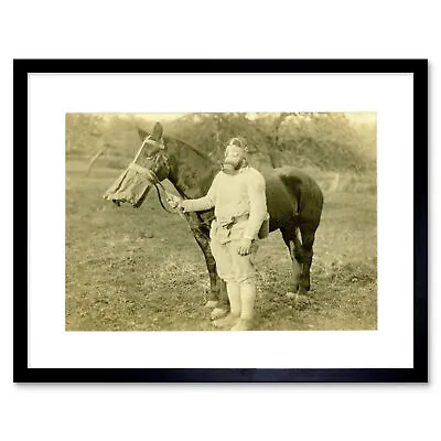 Photo War WWI WW1 UK Gas Mask Soldier Cavalry Framed Print Picture Mount 12x16  • $49.49