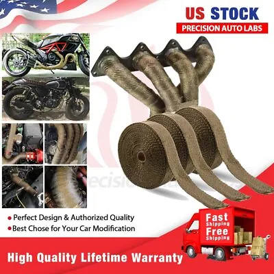 2  X50ft Roll Titanium Header Turbo Pipe Lava Manifold Exhaust Heat Wrap 10 Ties • $22.59