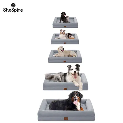 SheSpire Orthopedic Memory Foam Bolster Gray Dog Bed Pet Nest W/ Removable Cover • $39.89