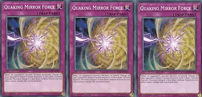 YuGiOh CARD - 3 X  QUAKING MIRROR FORCE LEDD-ENB23 LEGENDARY DRAGON DECK  • £5.75