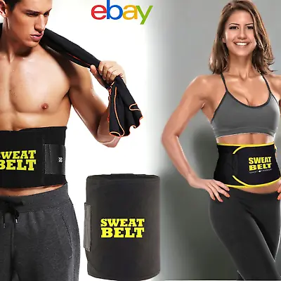 Sweat Belt Men Women Tummy Waist Trainer Hot Body Shaper Slim Band Wrap • £3.70