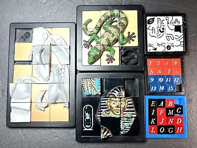 Vintage Sliding Puzzle Lot King Tut Rare Underdog Monkey Numbers Letters DeMart • $132