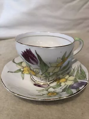 Vintage 1940s Salisbury China Tea Cup Saucer Floral • £6