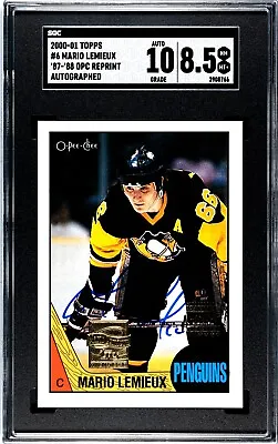 2000-01 Topps #6 Mario Lemieux 1987-88 O-Pee-Chee OPC REPRINT AUTO SGC 8.5 HOF • $365