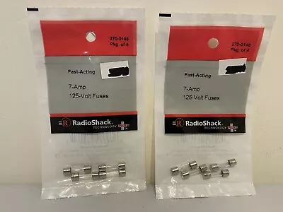 RadioShack 7 Amp 125 Volt Fuses Fast Acting 2-Pack (8) Total Fuses - 270-0146 • $9.95