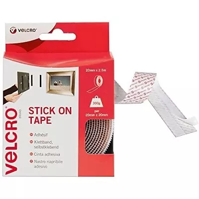 VELCRO Brand Stick On White Tape Hook And Loop Tape Self Adhesive Fastener Roll • £9.08