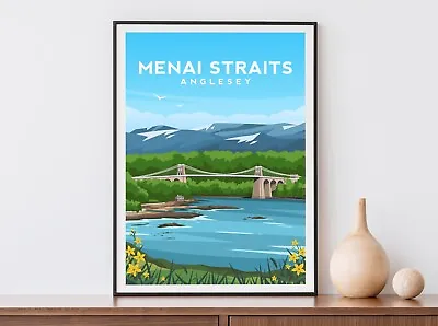 Menai Straits Anglesey Art Print North Wales Travel Poster Illustration • £8