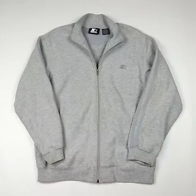 Starter Men's Medium Gray Full Zip Jacket Sweatshirt Long Sleeve Y2K Vintage • $16.99