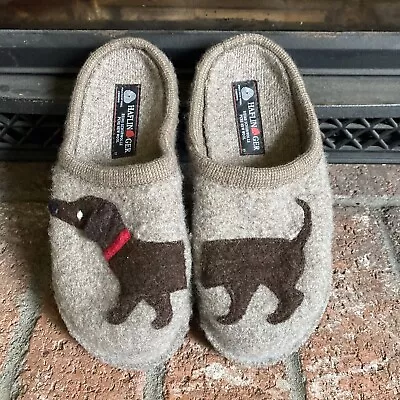 Haflinger Wool Felt Brown Dog Doggy Dachshund Slippers Womens US 8 EU 39 • $29.95