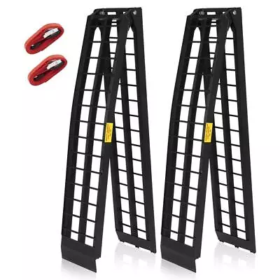 9ft Aluminum Plate Folding ATV Loading Ramp Black Pair Truck Trailer 1200 Lbs • $183.17