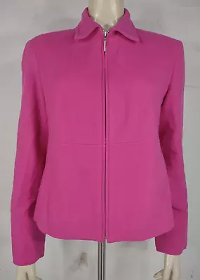 Mainbocher Pink Wool Cashmere Blend Full Zip Jacket Ladies Size 10 • $34.49