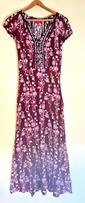 Tigerlily Maroon Rayon Crepe Lace Front Cap Sleeves Maxi 6 • $25