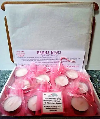 10 X Baby Shower Scented Candle Favours Girl Pink Gift Box  • £5.40