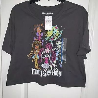 NWT Womens Monster High Cropped Graphic Tee T Shirt Size L • $8.99