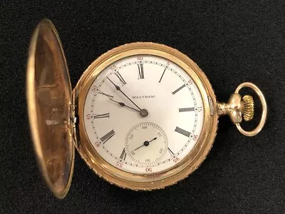 1896 Waltham Pocket Watch 12s 17 Jewels Tri Color Gold Fill Case W/ Diamond M3r • $24.07