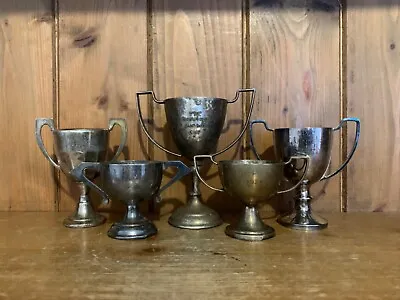 5 X Vintage ENGRAVED Silver Plate Trophies Trophy Trophies Loving Cup • $49.77