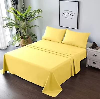 Superb Bed Sheet Set Fitted Flat Pillowcases - Breathable & Soft Deep Pocket • $12.19