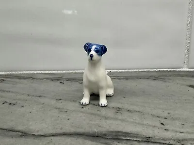 Miniature Ceramic Dog Jack Russell Terrier Figurine Blue Hand Painted Animal 1PC • $22