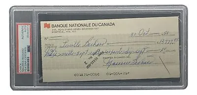 Maurice Richard Signed Montreal Canadiens  Bank Check PSA/DNA 84463413 • $249.99