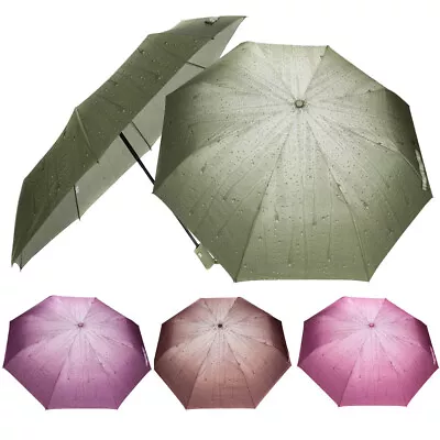 Women Rainproof Auto-open Raindrops Pattern Compact Fold Umbrella Sun Parasol  • $23.70