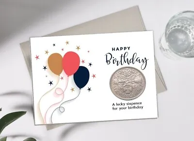 Birthday Card - Lucky Sixpence Keepsake - Birthday Gift With Free Envelope • £2.49