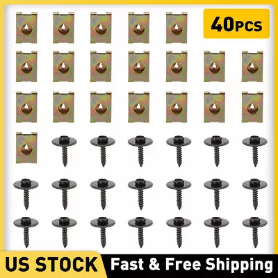 40x Engine Under Cover Splash Shield Guard Bumper Body Bolts U-nut Clip Fastener • $9.99