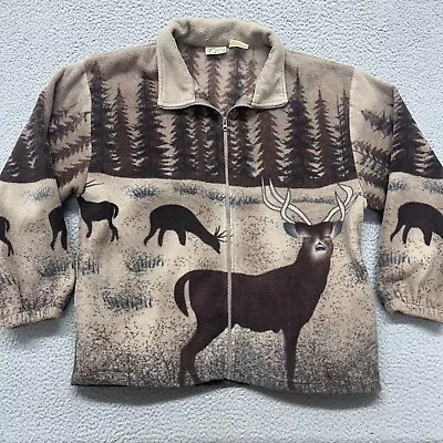 Vintage Collections Etc Jacket Womens XL AOP Fleece Deer Trees Nature Elk • $34.88